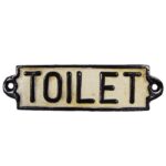 Toiletskylt i bemålat gjutjärn i svart och vitt. Klassisk skylt för badrum och toalett, enkel att montera med skruvar. Mått 17 cm.