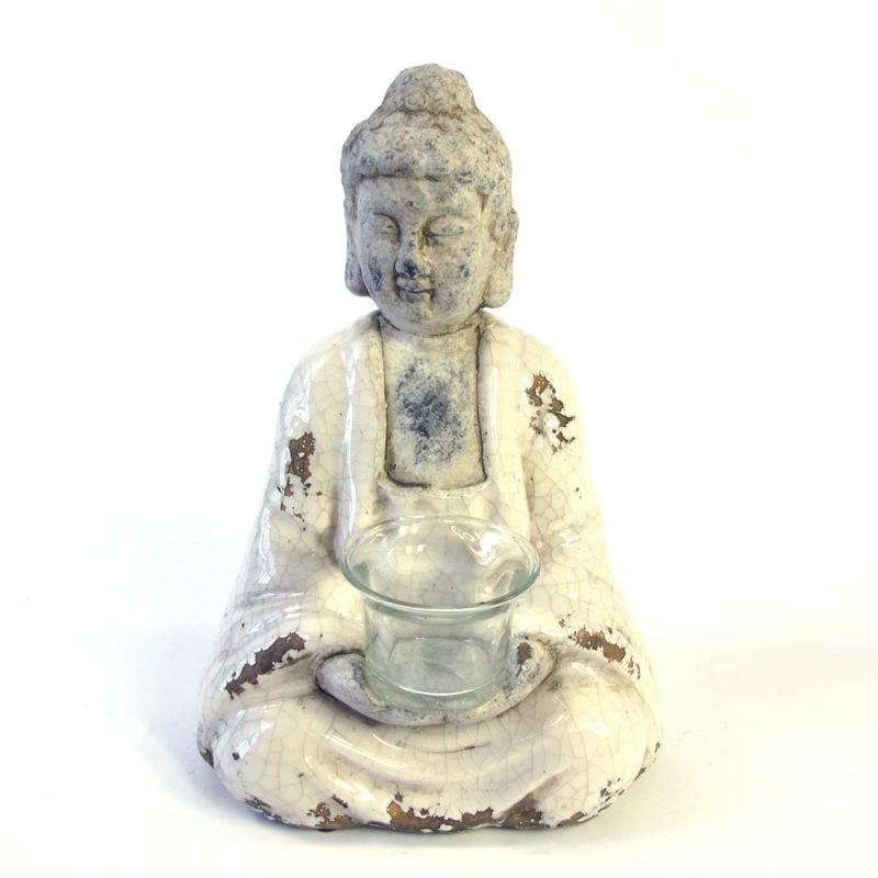 Buddhafigur med hållare för värmeljus