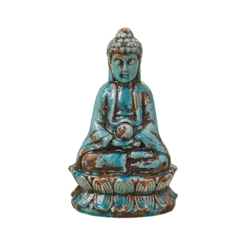 Buddhafigur i vacker celadongrön keramik, höjd 23 cm.