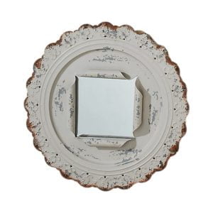 Spegel med plåtram, diameter 30 cm.