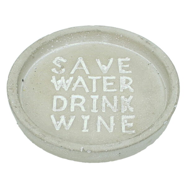 Glas-/flaskunderlägg i betong ”Save water drink wine”