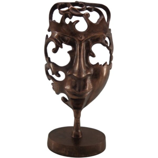 En iögonfallande skulptur i metall med fantasifullt ansikte och antik kopparfinish. En konstnärlig inredningsdetalj som skapar karaktär och nyfikenhet i både moderna och klassiska miljöer. Mått 37,5x17,5x11 cm (hxbxd).