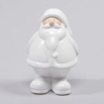 Vit tomte i keramik med rosiga kinder och vitt skägg, 13 cm hög