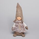 Textildocka 27 cm i brun och beige tomteliknande design