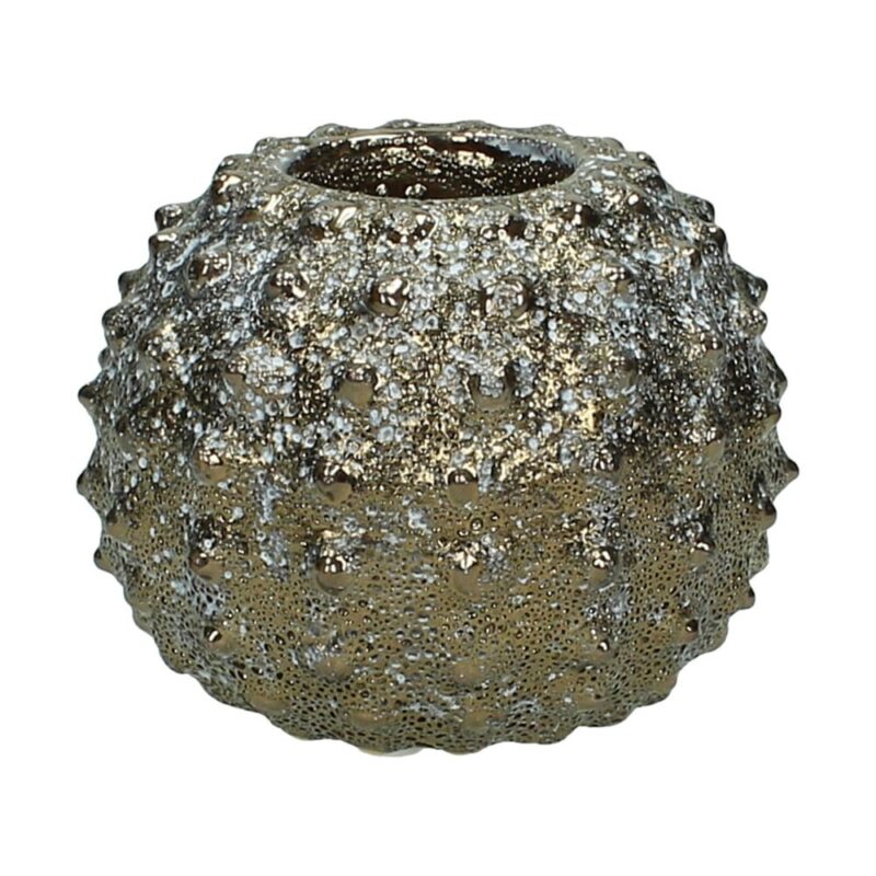 Ljuslykta i keramik, avsedd för värmeljus. Diameter 11 cm, höjd 8,5 cm.