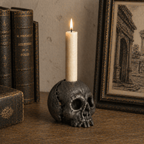 Ljusstake döskalle gjutjärn 11 cm