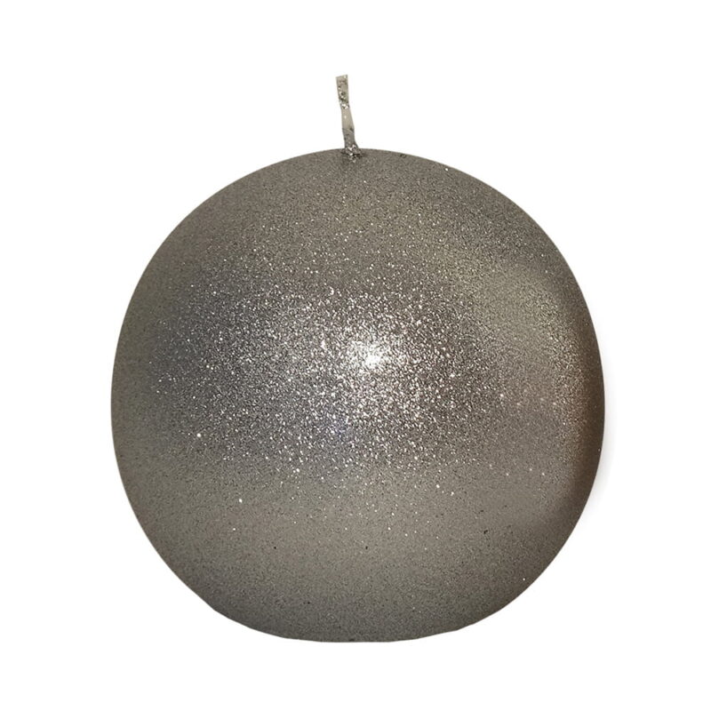 25024-03 Klotljus med glittrande yta. Diameter 9 cm. Brinntid ca 25 timmar. RAL-certifierat för kvalitet, säkerhet och miljö.