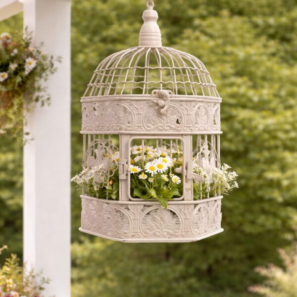 Dekorativ fågelbur 6-kantig 32 cm