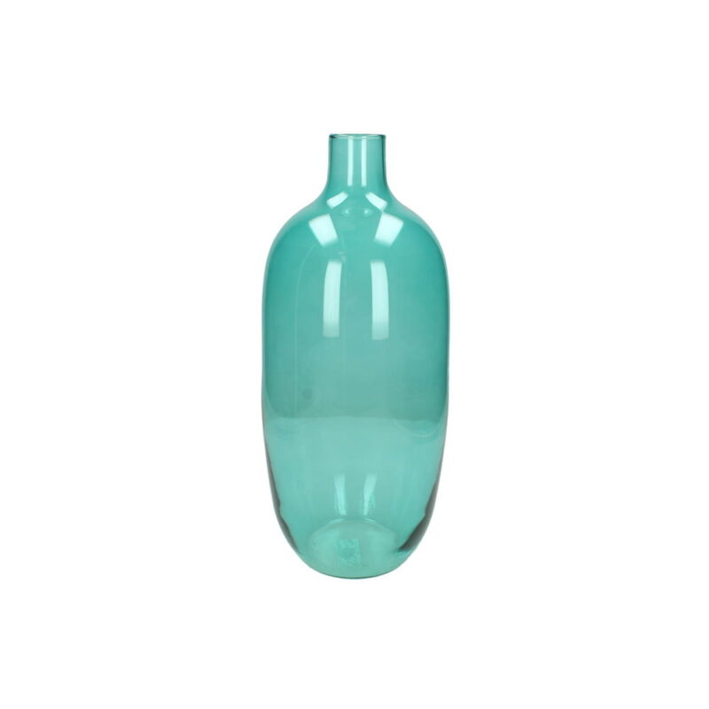 Petrolfärgad vas tillverkad av återvunnet glas i en ren och stilfull design. Diameter 16 cm, höjd 40 cm.