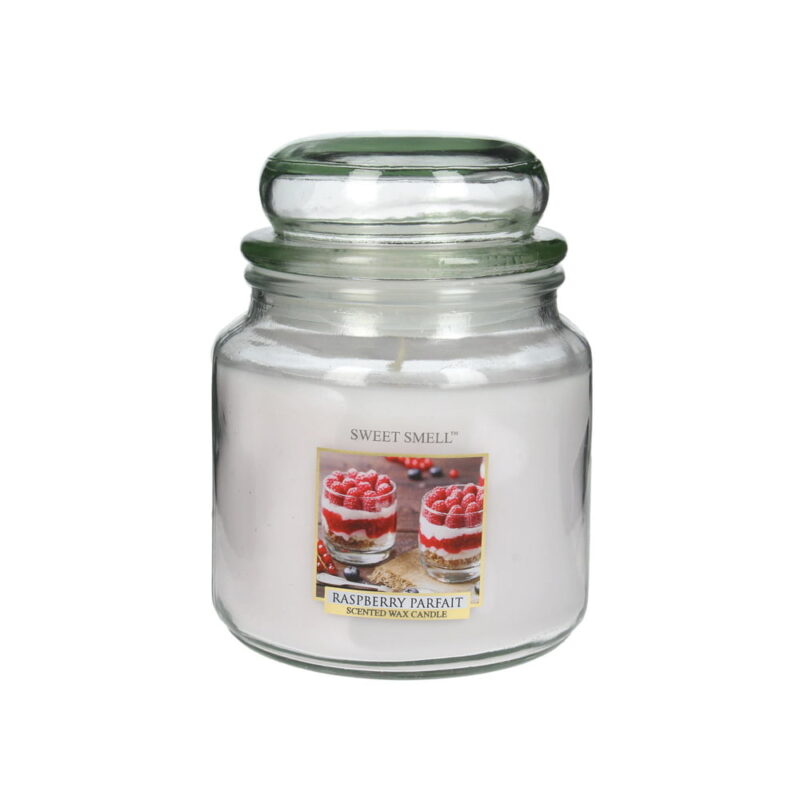 Doftljus i glasburk från Sweet Smell som doftar underbart gott av hallon. Brinntid ca 90 timmar. Diameter 10 cm, höjd 13,5 cm, 426 gram.