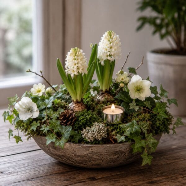 Värmeljushållare i metall för blomsterdekor