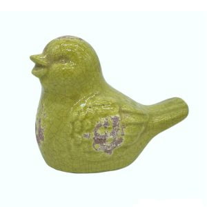 Söt fågel i keramik, grönglaserad. Mått 18x12x15