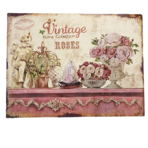 Plåttavla Vintage roses. Mått 33x25 cm.