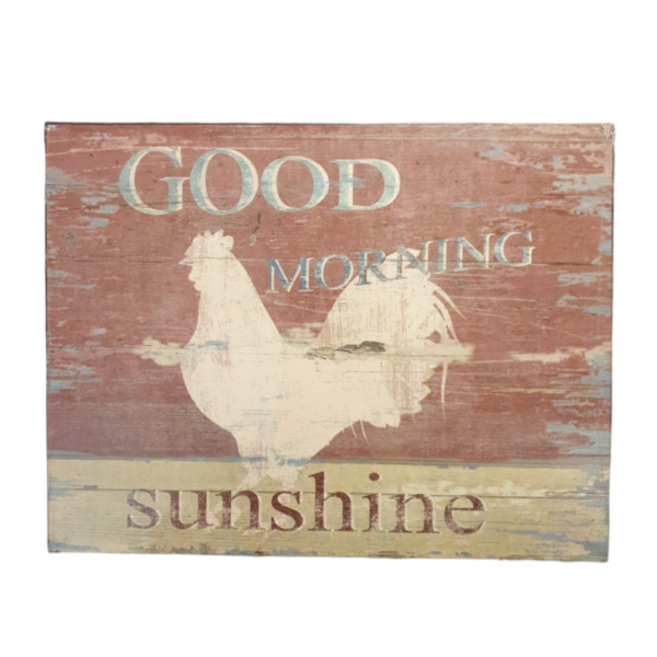 Plåttavla Good morning. Mått 35x27 cm.