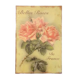 Plåttavla Belles Roses. Mått 20x13,5 cm.