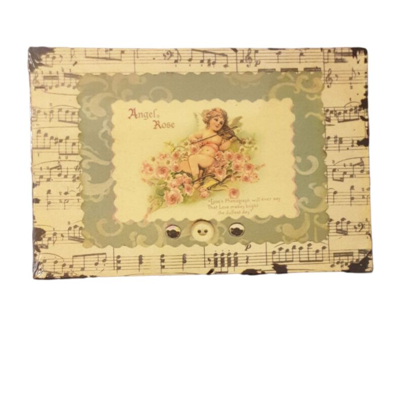 Plåttavla Angel Rose. Mått 20x13,5 cm.