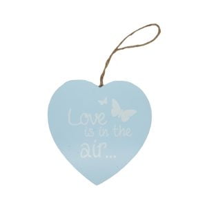 Ljusblått trähjärta med fint budskap. Mått 15,5x15,5x1 cm (hxbxd).