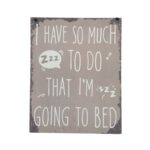 Tavla i plåt med text. Mått 29x19 cm (hxb).