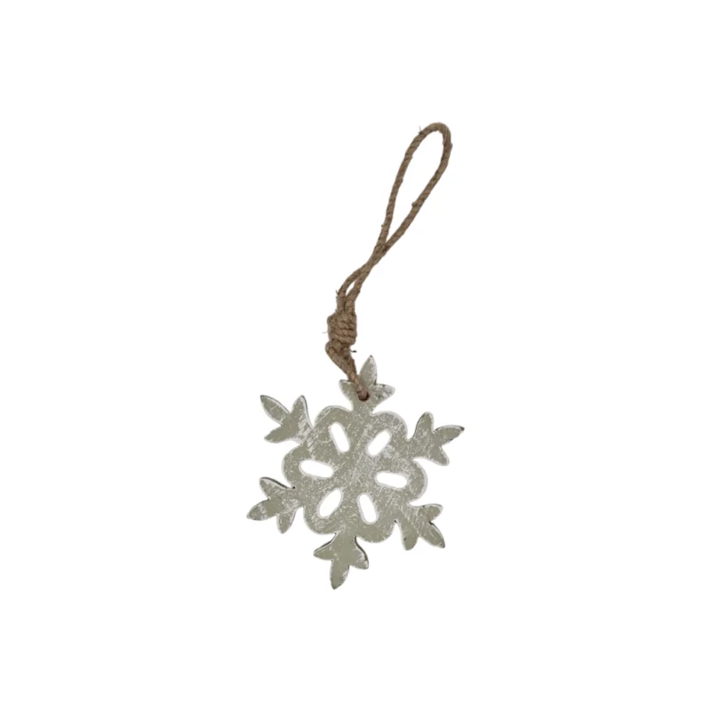 1450200-12G Hängdekoration i trä i form av en snöflinga. Mått 12x12 cm.