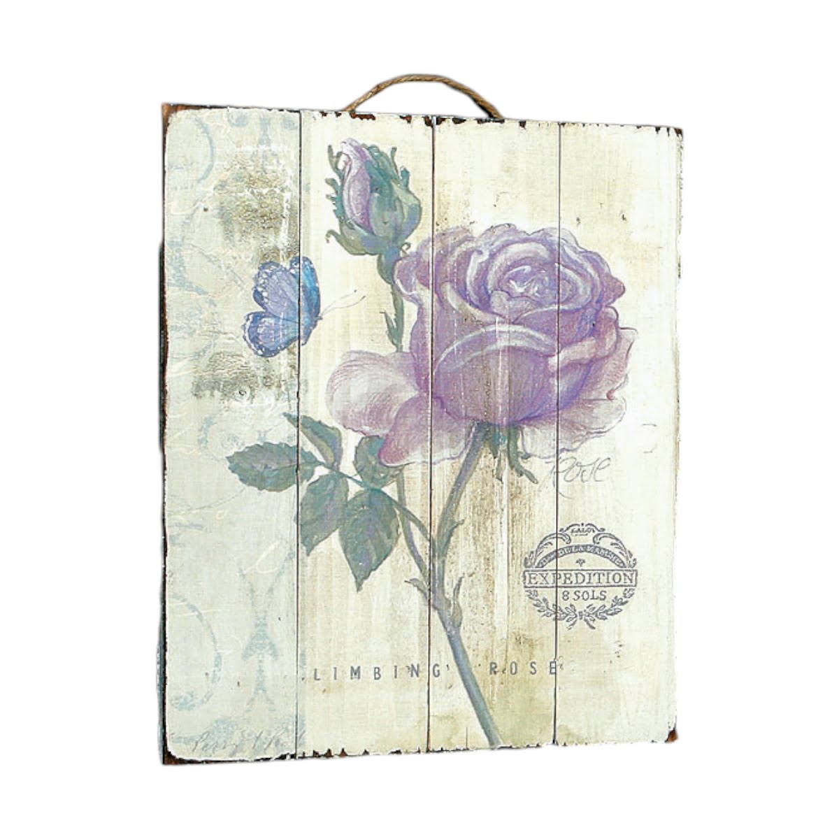 Trätavla med blomstermotiv 30 cm