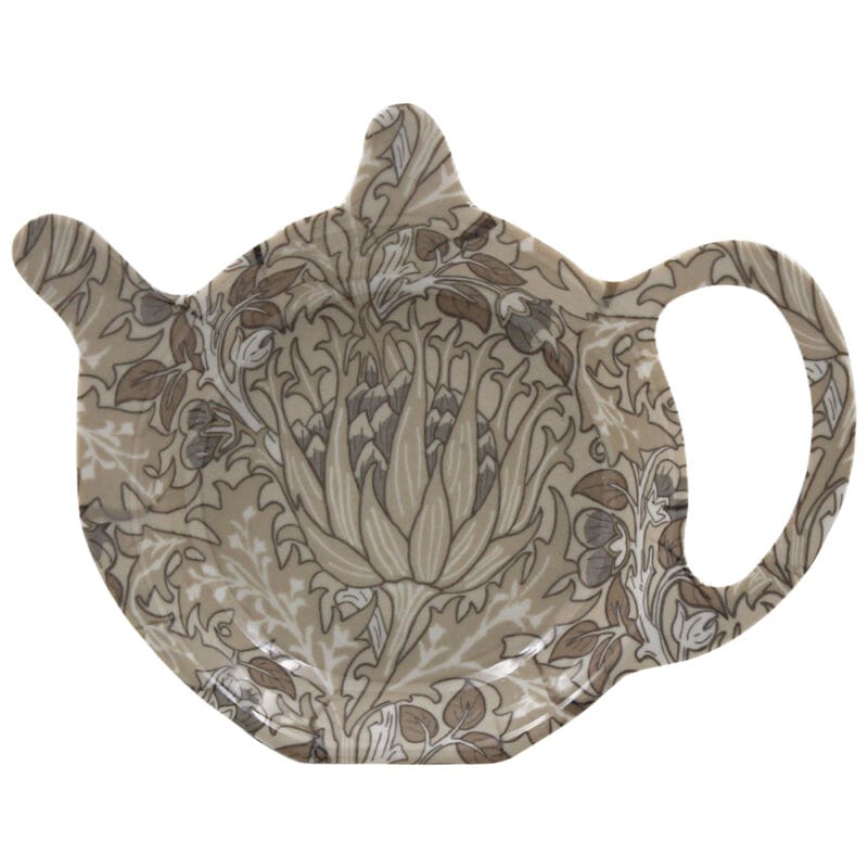 LP96670 Fat i melamin för tepåse eller tesil, dekorerat med mönstret Artichoke av William Morris. En praktisk detalj för testunden.