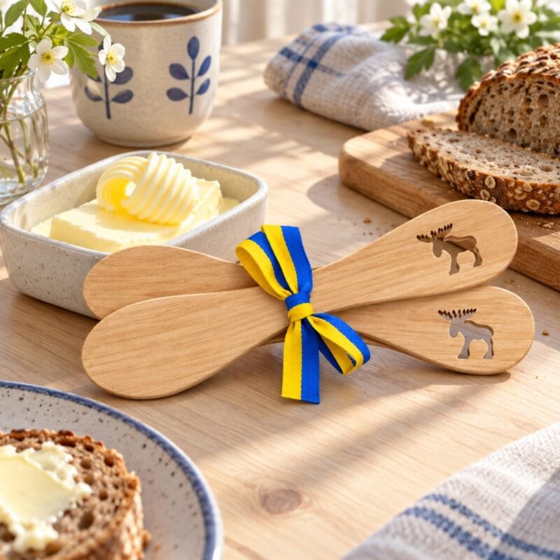 137136-3 Smörknivar tillverkade i björk och behandlade med olja. Den mjuka formen ligger bekvämt i handen och gör knivarna både praktiska och dekorativa.