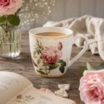En dekorativ mugg för både kaffe och te, och ett fint val för den som tycker om rosor och romantiska blommönster. Levereras i presentförpackning.