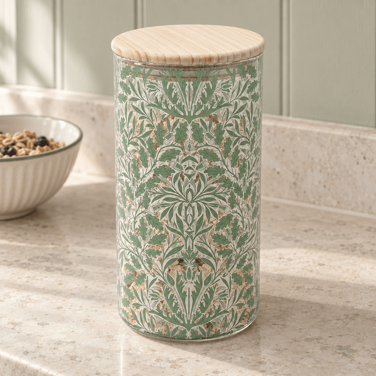William Morris Acorn glasburk med trälock 1500 ml
