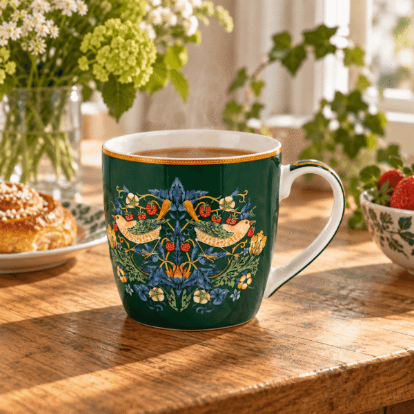 William Morris Strawberry Thief grön Mugg 400 ml